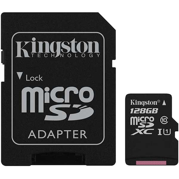 Card de memorie KINGSTON Canvas Select microSDHC 128GB, clasa 10 UHS-I, 80 MBs, adaptor