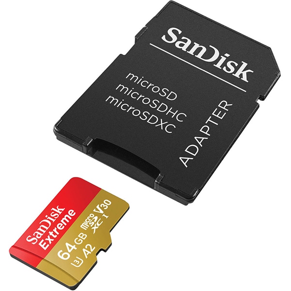 Card de memorie SANDISK Extreme, microSDXC, 64GB, 160MB/s, clasa 10/U3/V30/A2, UHS-I, adaptor