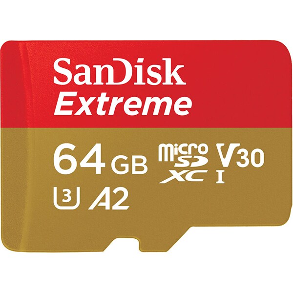 Card de memorie SANDISK Extreme, microSDXC, 64GB, 160MB/s, clasa 10/U3/V30/A2, UHS-I, adaptor