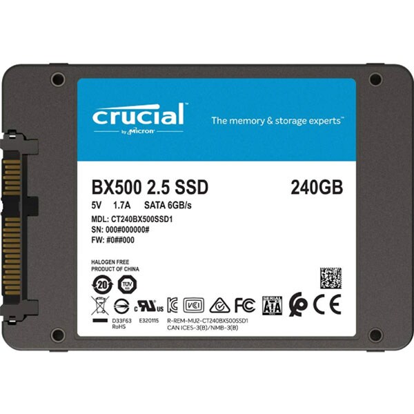 Solid-State Drive (SSD) CRUCIAL BX500, 240GB, SATA3, 2.5", CT240BX500SSD1