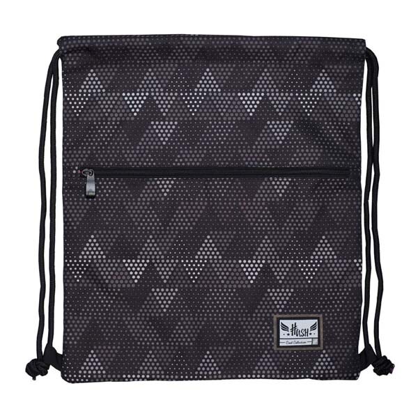 Set ghiozdan, penar si saculet incaltaminte Hash, complet echipat de scoala, design negru