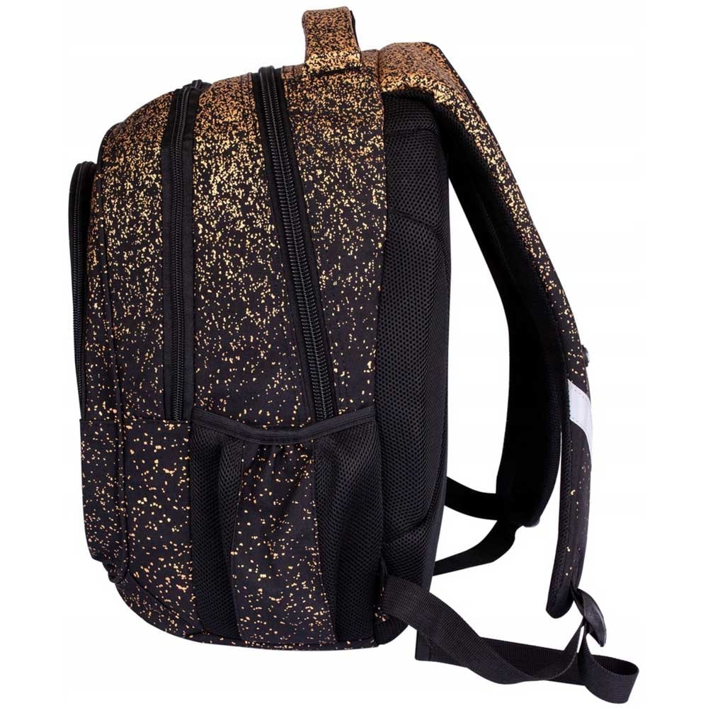 Set ghiozdan echipat complet si boxa portabila ASTRA Golden Dust, negru-auriu