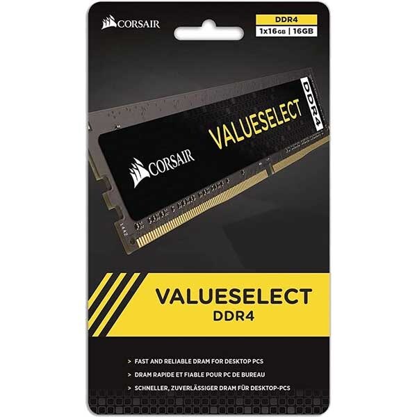 Memorie desktop CORSAIR ValueSelect, 16GB DDR4, 2400 MHz, C16, CMV16GX4M1A2400C16