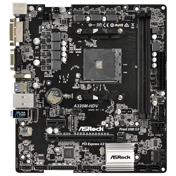 Placa de baza ASROCK A320M-HDV, socket AM4, 2xDDR4, 4xSATA3, mATX