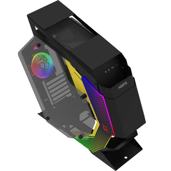 Carcasa PC AQIRYS Pollux Alfa, USB 3.0, Fara sursa, iluminare ARGB, negru