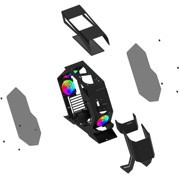 Carcasa PC AQIRYS Pollux, USB 3.0, Fara sursa, iluminare ARGB, negru