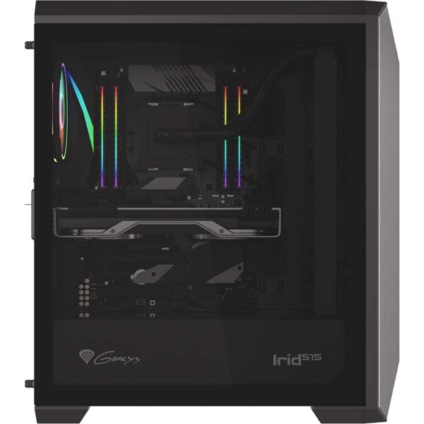 Carcasa PC GENESIS Irid 515 ARGB Midi, USB 3.0, fara sursa, negru