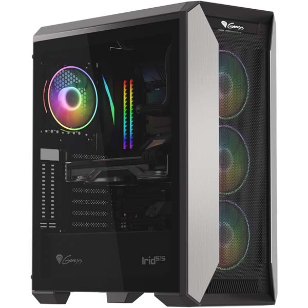 Carcasa PC GENESIS Irid 515 ARGB Midi, USB 3.0, fara sursa, negru