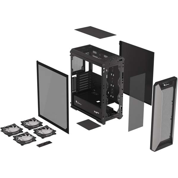 Carcasa PC GENESIS Irid 515 ARGB Midi, USB 3.0, fara sursa, negru
