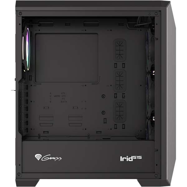 Carcasa PC GENESIS Irid 515 ARGB Midi, USB 3.0, fara sursa, negru