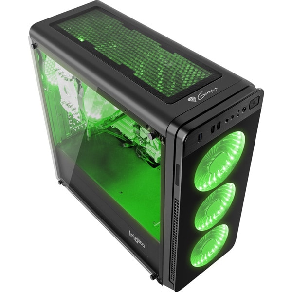 Carcasa PC GENESIS Irid 300 Green, USB 3.0, fara sursa, negru