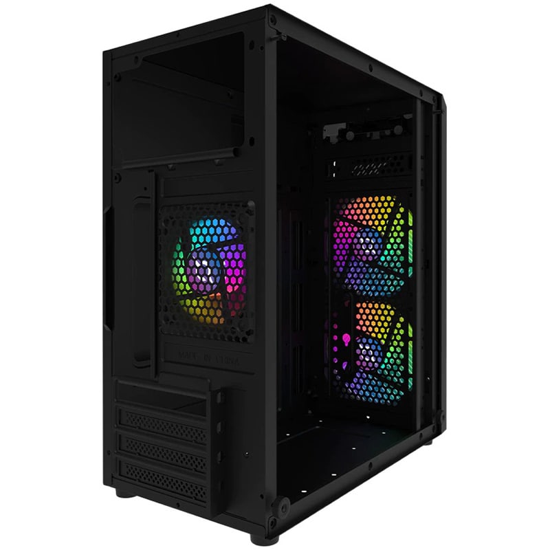 Carcasa PC AQIRYS Bellatrix Pro, USB 3.0, Fara sursa, iluminare RGB, negru