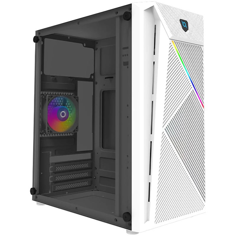 Carcasa PC AQIRYS Bellatrix Pro, USB 3.0, Fara sursa, iluminare RGB, alb