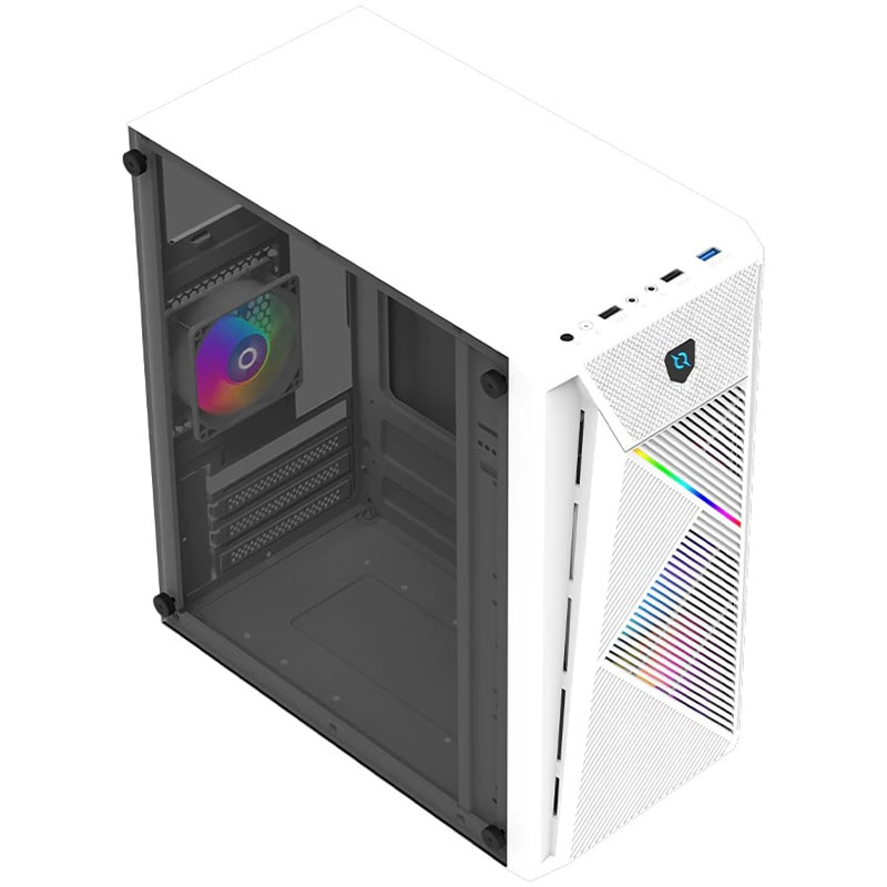 Carcasa PC AQIRYS Bellatrix Pro, USB 3.0, Fara sursa, iluminare RGB, alb