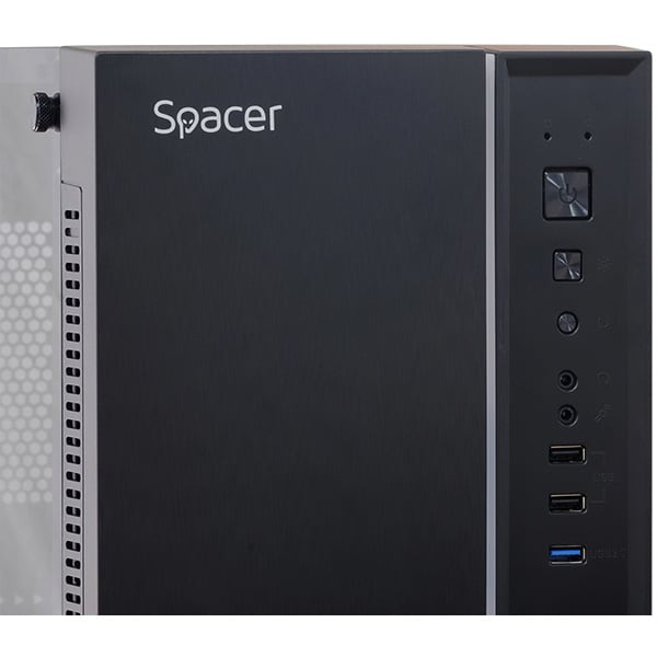 Carcasa PC SPACER SPCS-GC-STRIKE, USB 3.0, fara sursa, RGB, negru