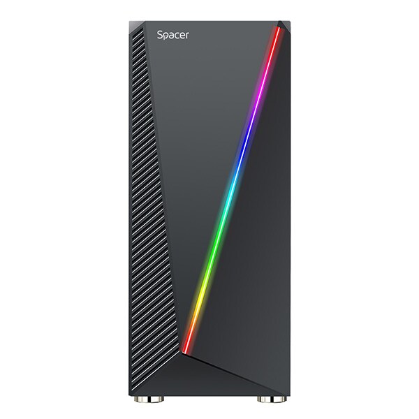Carcasa PC SPACER SPCS-GC-THOR, USB 3.0, fara sursa, RGB, negru