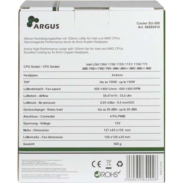 Cooler procesor INTER-TECH Argus SU-260, 120mm