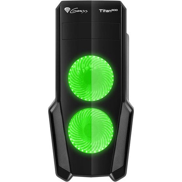 Carcasa PC GENESIS Titan 800 Green, USB 3.0, fara sursa, negru