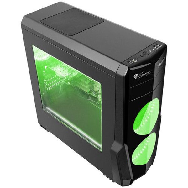 Carcasa PC GENESIS Titan 800 Green, USB 3.0, fara sursa, negru