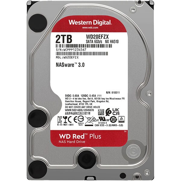 Hard Disk NAS WD Red Plus, 2TB, 5400 RPM, SATA3, 128MB, WD20EFZX