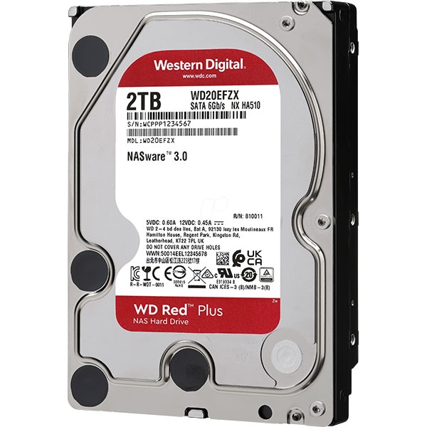 Hard Disk NAS WD Red Plus, 2TB, 5400 RPM, SATA3, 128MB, WD20EFZX