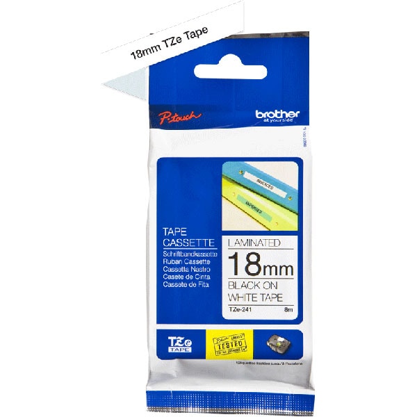 Banda etichete BROTHER TZe-241, 18 mm, 8 m, Negru pe Alb