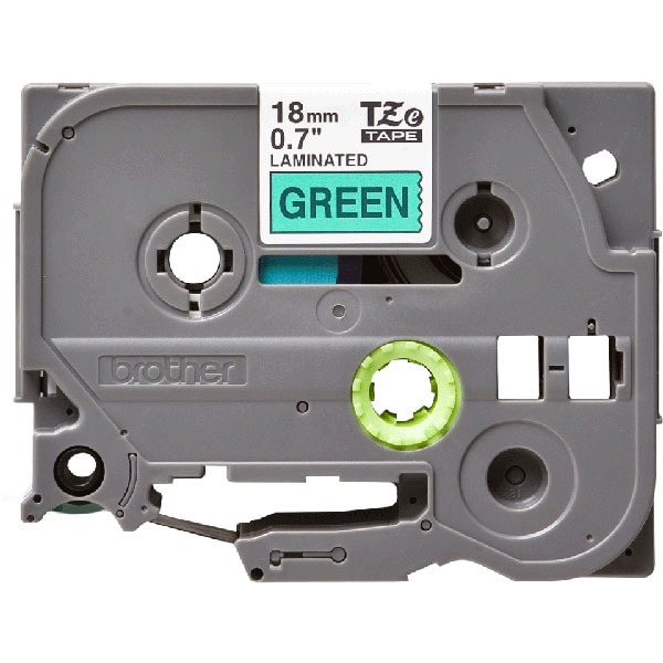 Banda etichete BROTHER TZe-741, 18 mm, 8 m, Negru pe Verde