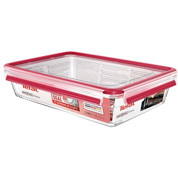 Caserola TEFAL Masterseal N1041210, 3l, sticla, transparent