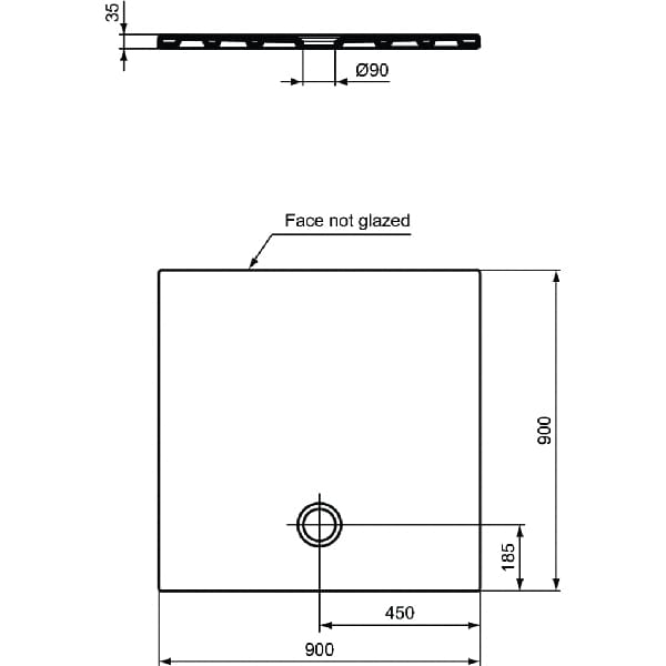 Cadita dus IDEAL STANDARD Strada T2554YK, 90 x 90 cm, ceramica, alb