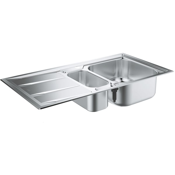 Chiuveta bucatarie GROHE K400+ 31569SD0, 1 1/2 cuve, picurator reversibil, inox, inox satinat