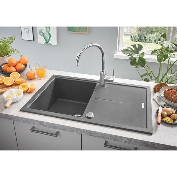 Chiuveta bucatarie GROHE K400 31639AT0, 1 cuva, picurator reversibil, compozit quartz, antracit