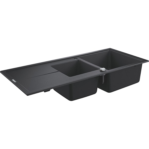 Chiuveta bucatarie GROHE K400 31643AP0, 2 cuve, picurator reversibil, compozit quartz, negru