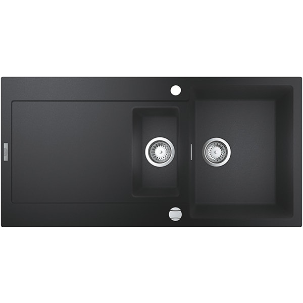 Chiuveta bucatarie GROHE K500 31646AP0, 1 1/2 cuve, picurator reversibil, compozit quartz, negru