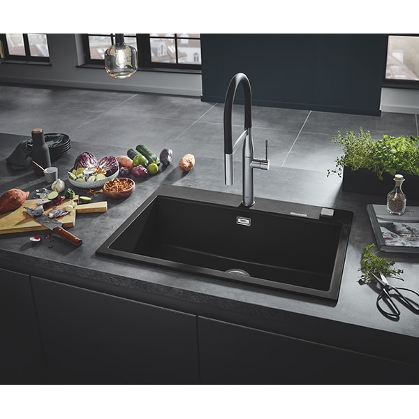 Chiuveta bucatarie GROHE K700 31652AP0, 1 cuva, compozit quartz, negru