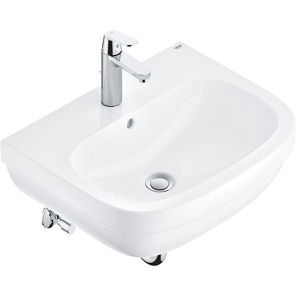 Set chiuveta baie GROHE Euro Ceramic 39642000, montare pe perete, 59.5 x 48.2 cm + baterie Eurosmart Cosmopolitan 23325000, crom-alb