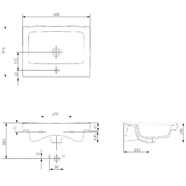 Chiuveta baie ROMSTAL 80CR0240, montare sub blat, 45 x 65 cm, alb