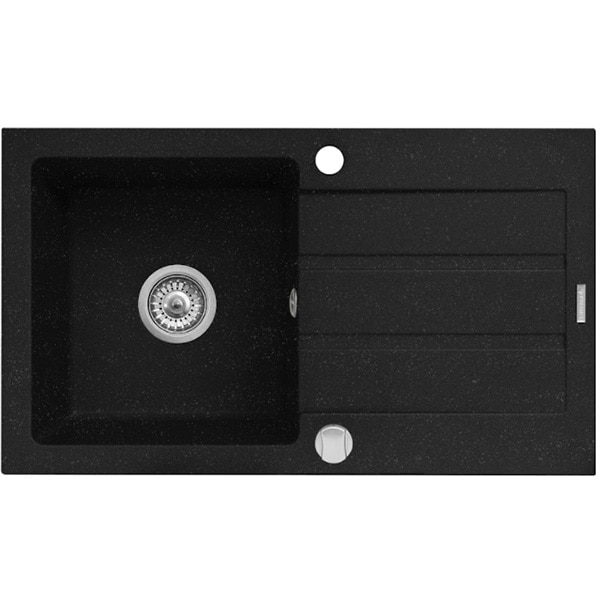 Pachet chiuveta PYRAMIS Altexia Flex, 1 cuva, picurator reversibil, compozit granit + baterie 202100272, negru