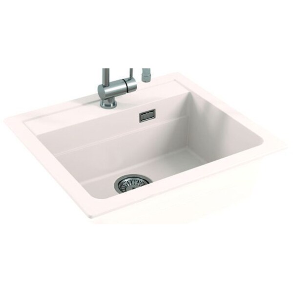 Pachet chiuveta ALVEUS ATROX 30, 1 cuva, compozit granit + baterie GM 240, alb