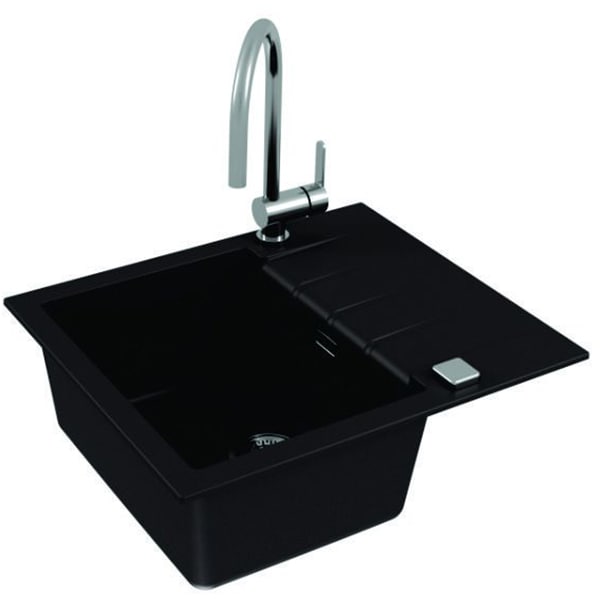 Pachet chiuveta ALVEUS CADIT 10, 1 cuva, compozit granit + baterie GM 240, negru