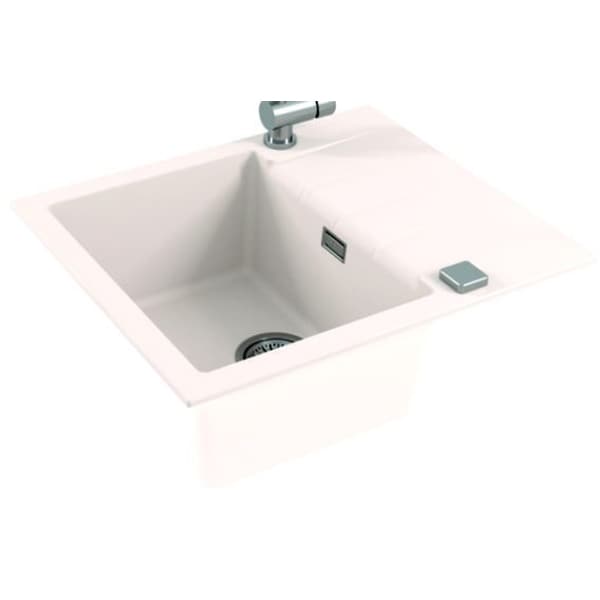 Pachet chiuveta ALVEUS CADIT 10, 1 cuva, compozit granit + baterie GM 240, alb 