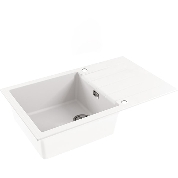 Pachet chiuveta ALVEUS CADIT 40, 1 cuva, compozit granit + Baterie Tonia, alb