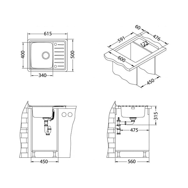 Chiuveta bucatarie ALVEUS GALEO 10, 1 cuva, picurator reversibil, inox satin
