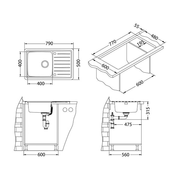 Chiuveta bucatarie ALVEUS GALEO 20, 1 cuva, picurator reversibil, inox satin