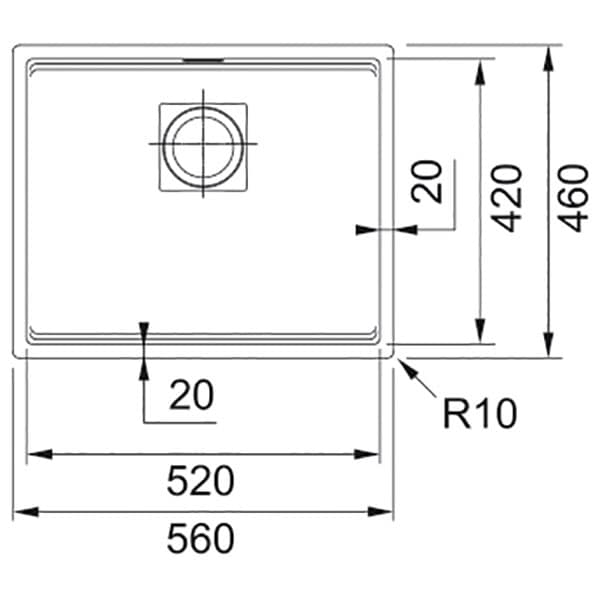 Chiuveta bucatarie FRANKE KNG 110-52 125.0529.604, 1 cuva, compozit granit, alb
