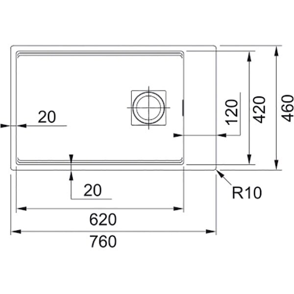 Chiuveta bucatarie FRANKE KNG 110-62 125.0630.925, 1 cuva, compozit granit, negru