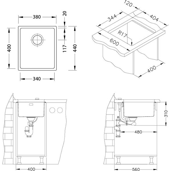 Chiuveta bucatarie ALVEUS KOMBINO 20, 1 cuva, inox