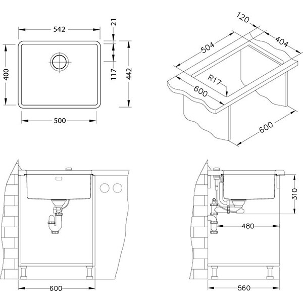 Chiuveta bucatarie ALVEUS KOMBINO 50, 1 cuva, inox