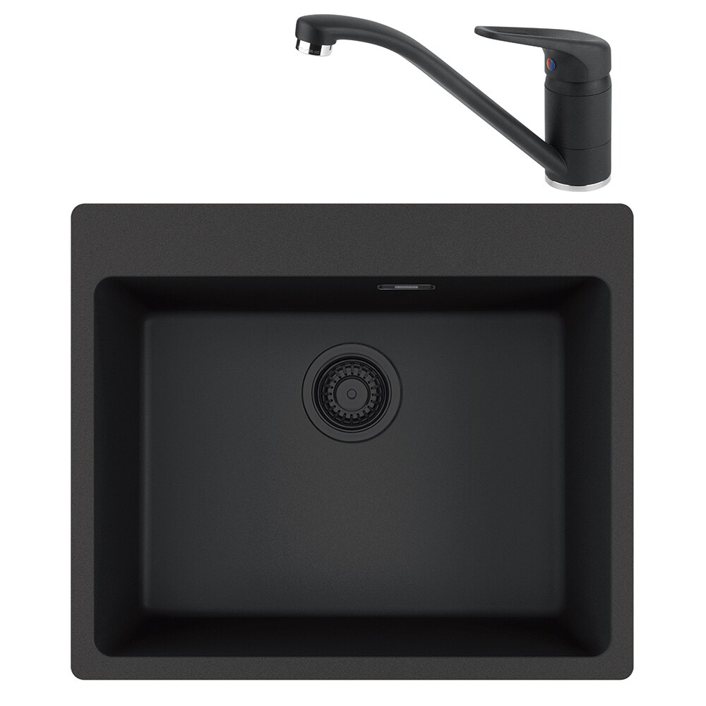 Pachet chiuveta FRANKE MRG 610-54, 1 cuva, granit + Baterie Novara, negru