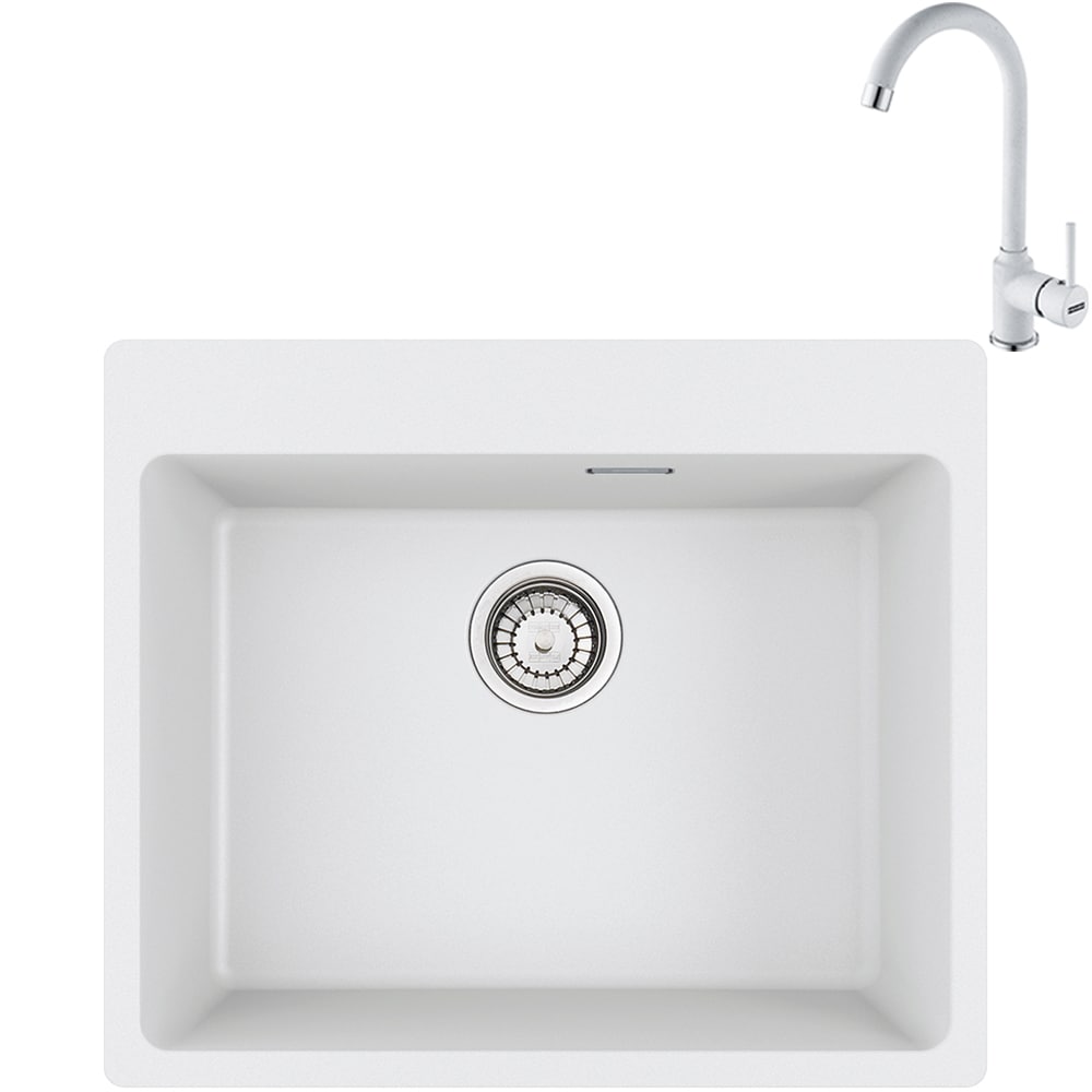 Pachet chiuveta FRANKE Fragranite MRG 610-54, 1 cuva, granit + baterie Pola 1.0, alb