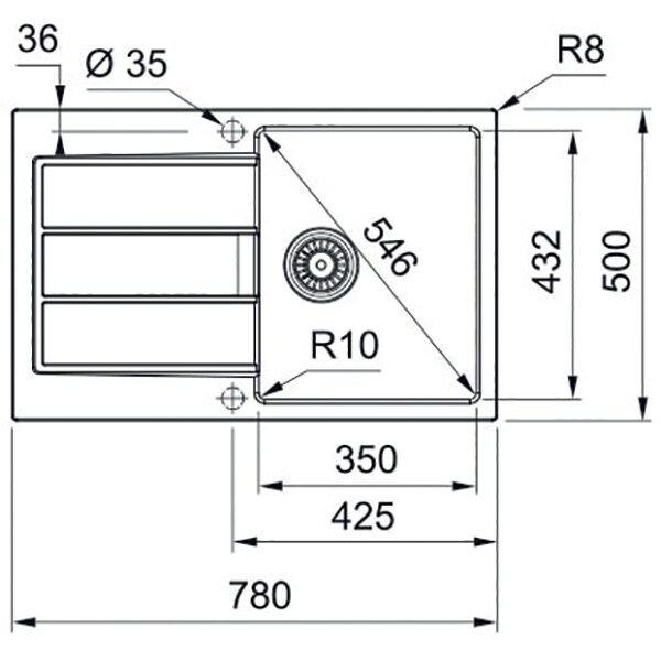 Chiuveta bucatarie FRANKE S2D 611-78, 1 cuva, picurator reversibil, fibra de sticla, alb
